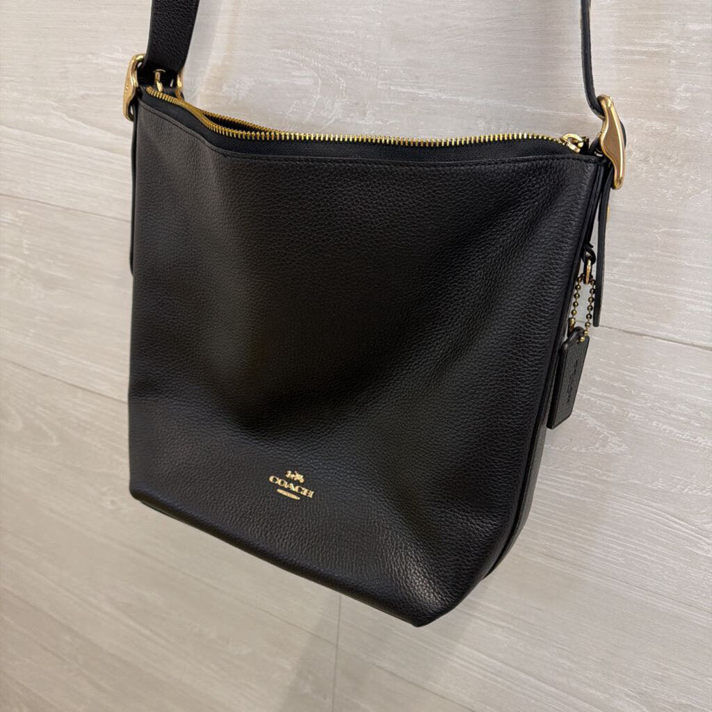 Coach Black Leather Val Duffle Shoulder Purse