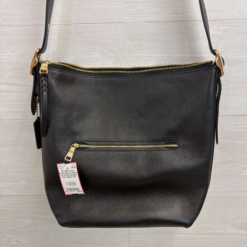 Coach Black Leather Val Duffle Shoulder Purse