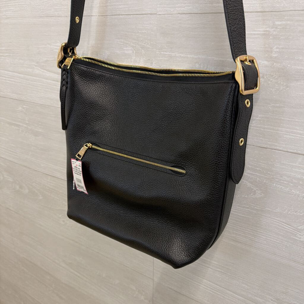 Coach Black Leather Val Duffle Shoulder Purse