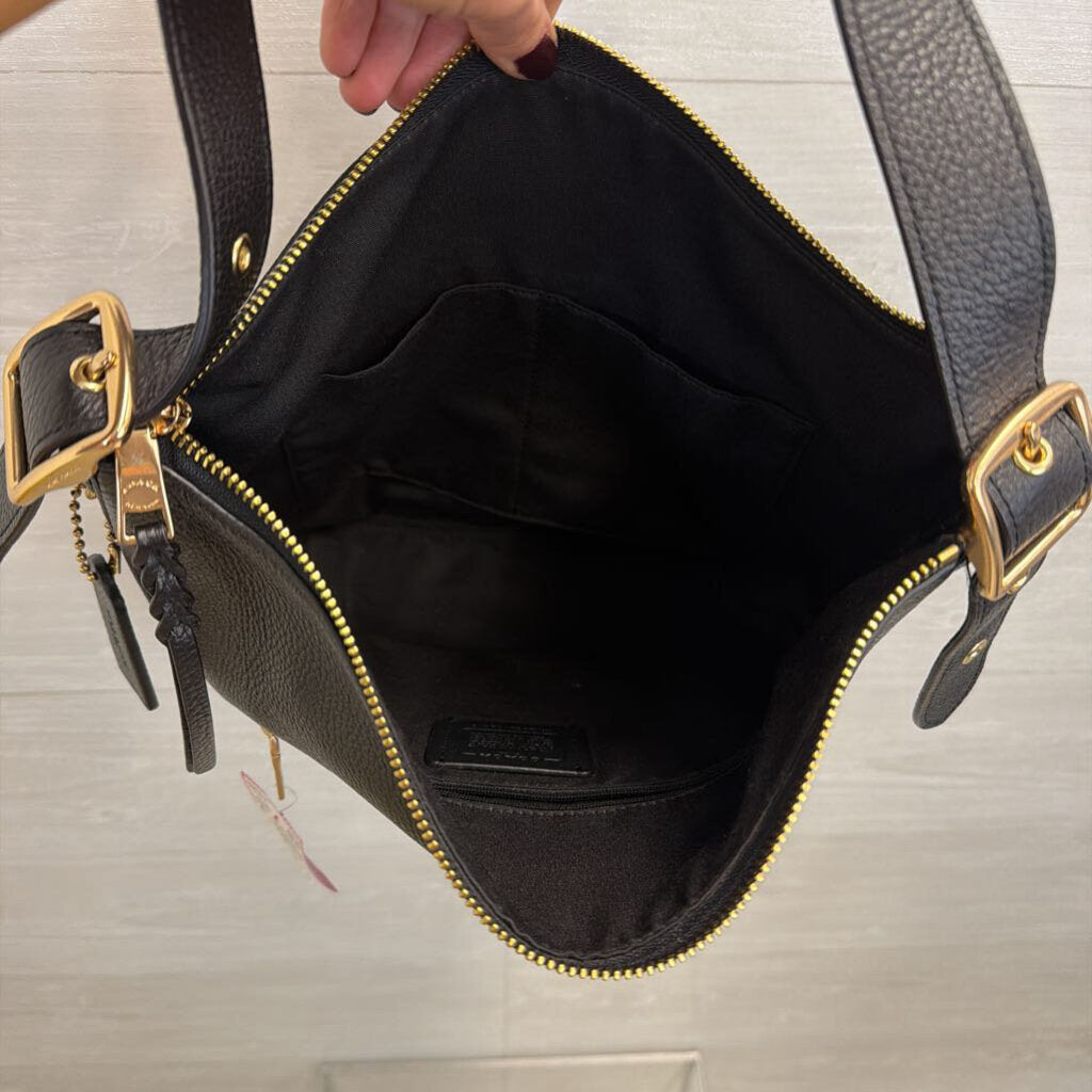 Coach Black Leather Val Duffle Shoulder Purse