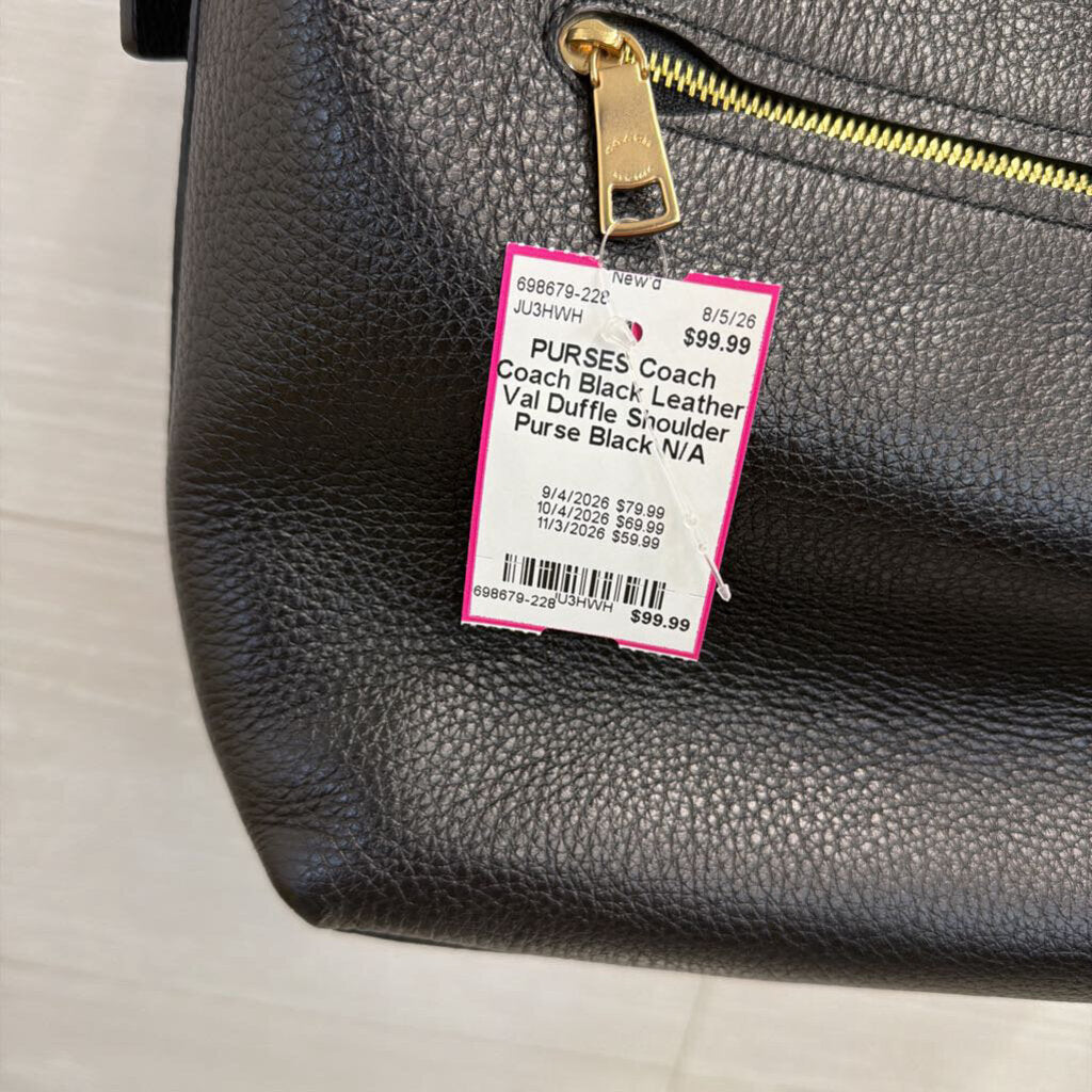 Coach Black Leather Val Duffle Shoulder Purse