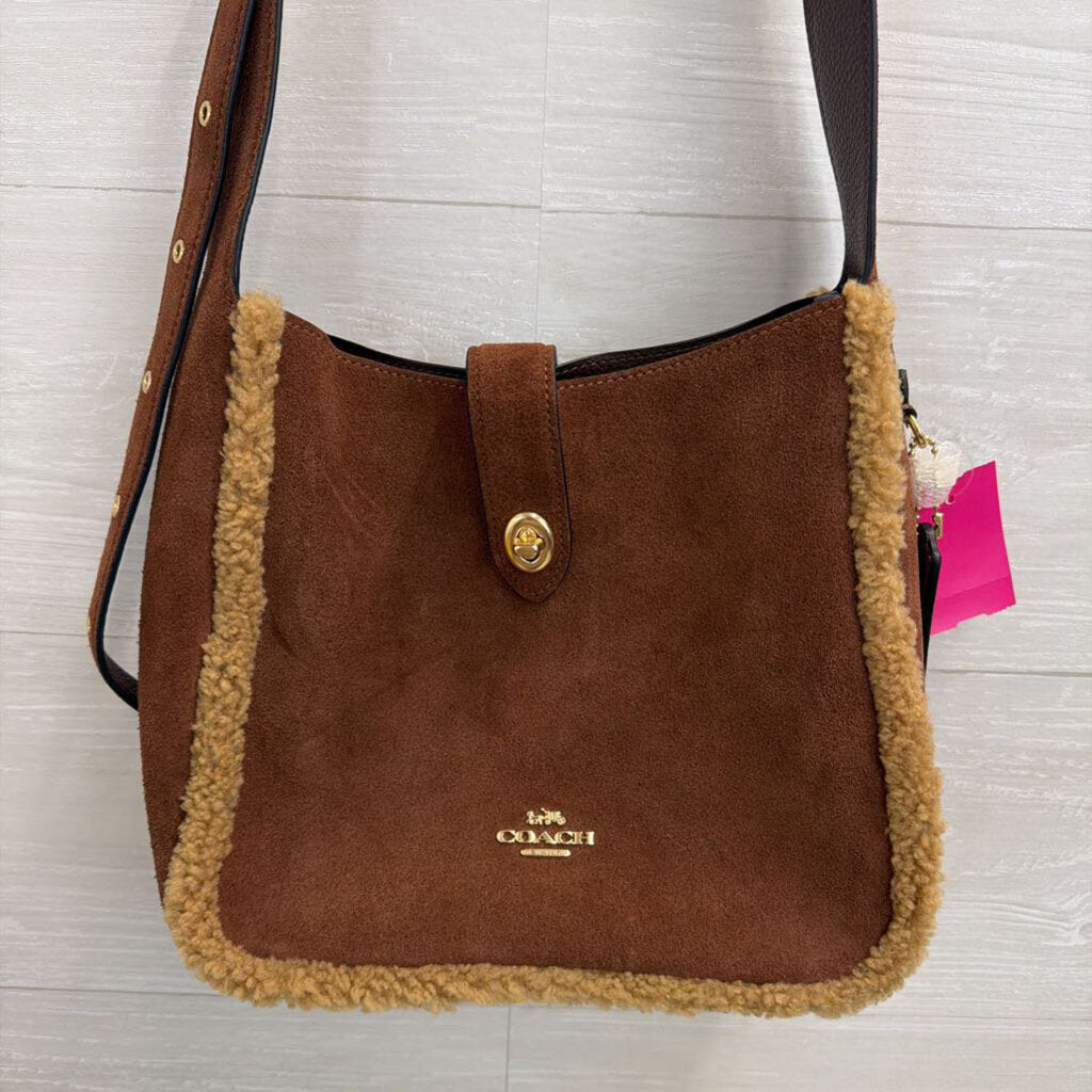 Coach Brown Suede Hadley Convertible Crossbody Purse