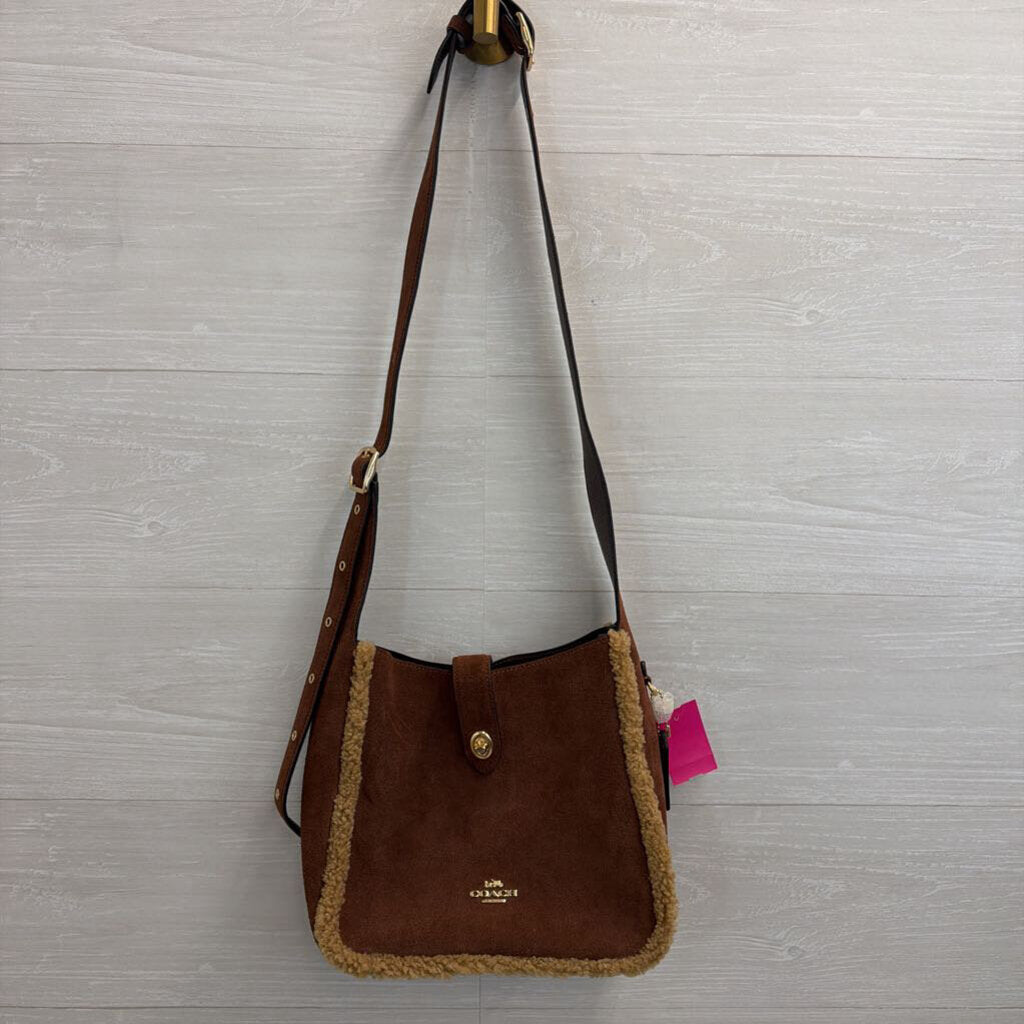 Coach Brown Suede Hadley Convertible Crossbody Purse