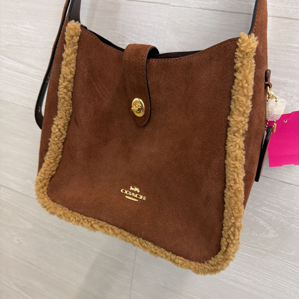 Coach Brown Suede Hadley Convertible Crossbody Purse