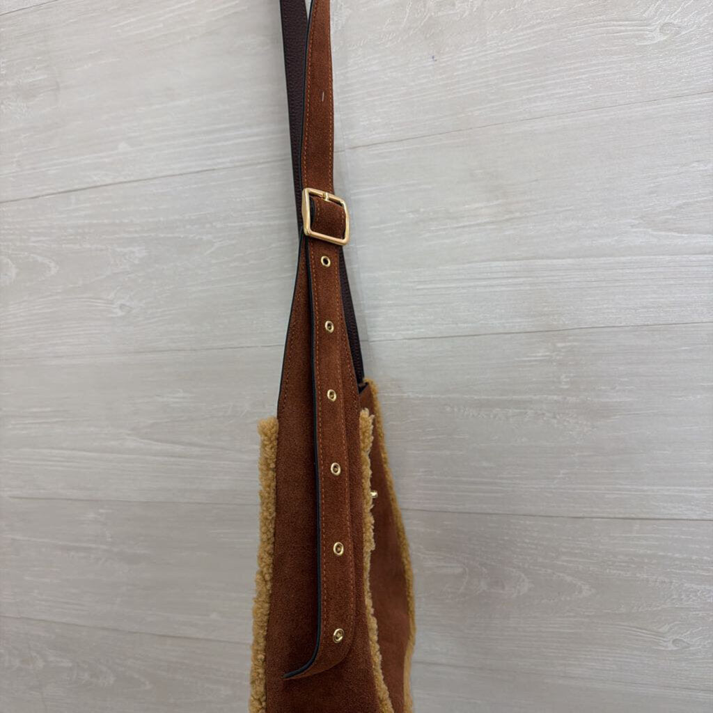 Coach Brown Suede Hadley Convertible Crossbody Purse