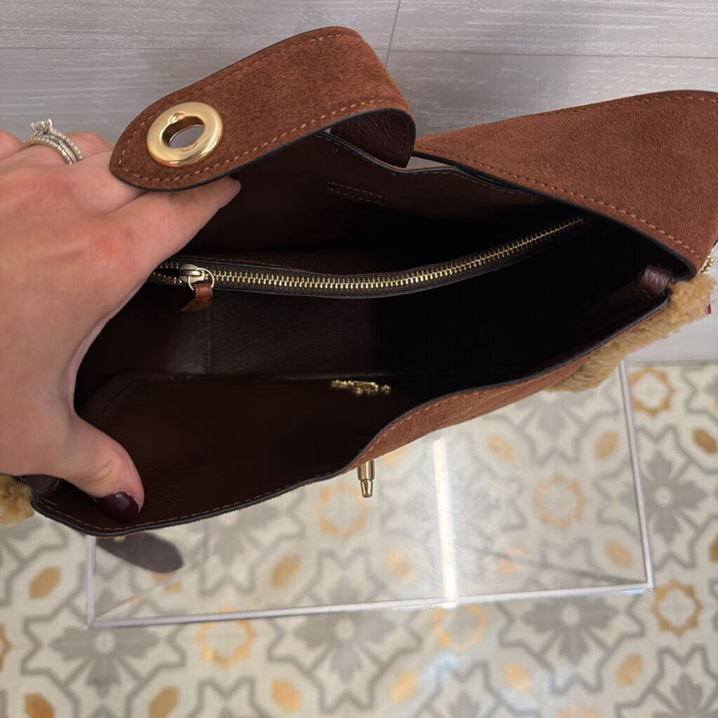 Coach Brown Suede Hadley Convertible Crossbody Purse