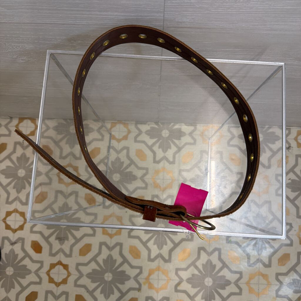 Brown Suede Leather Grommet Belt Medium