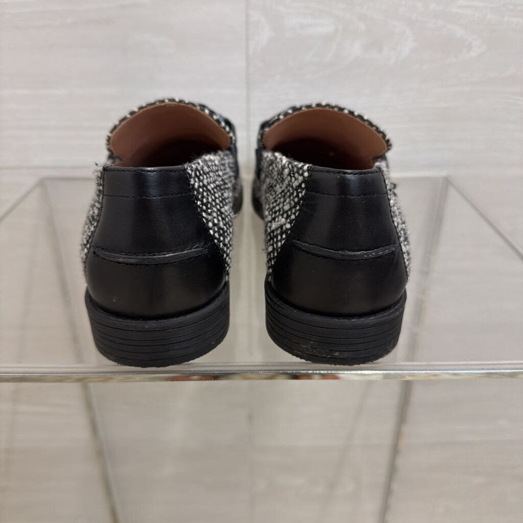 Cole Haan Black/ White Tweed Stassi Chain Loafers 7