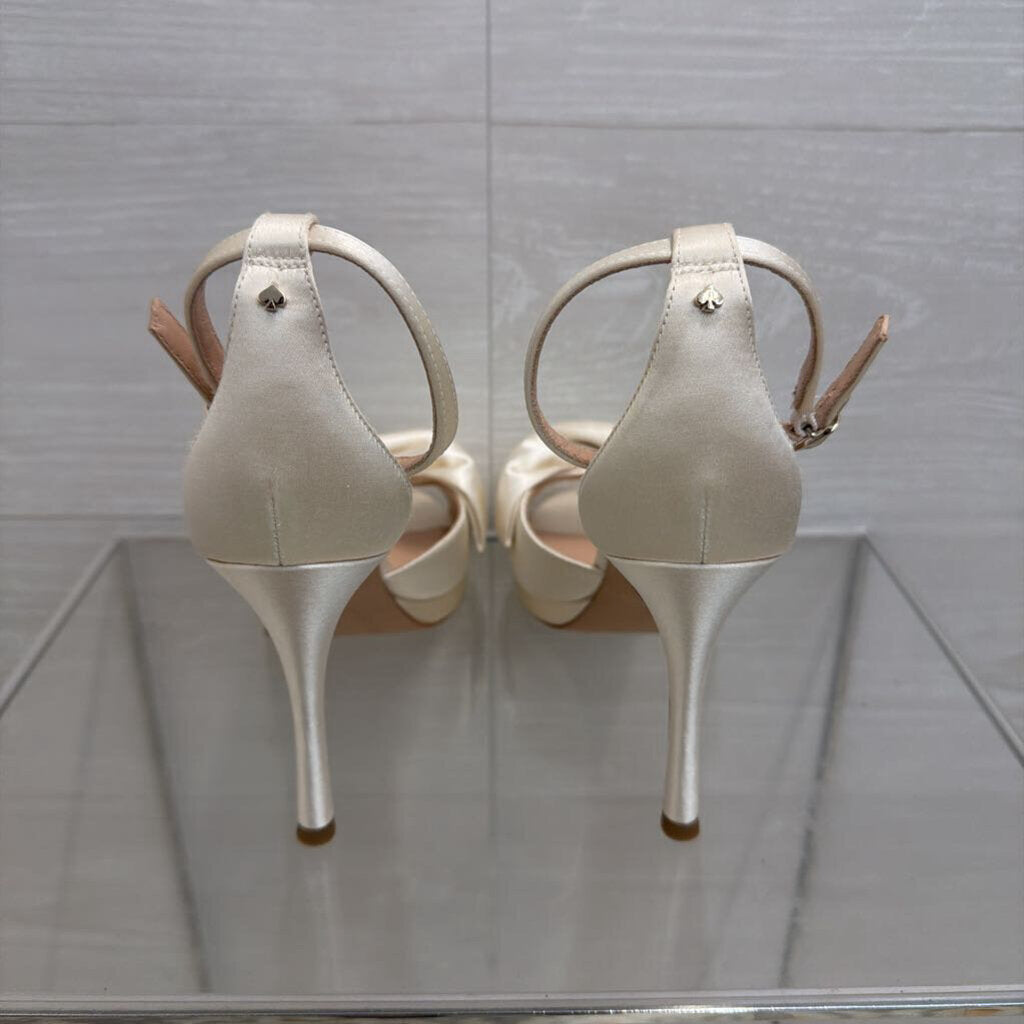 Kate Spade Ivory Satin Bridal Bow Heels 6.5