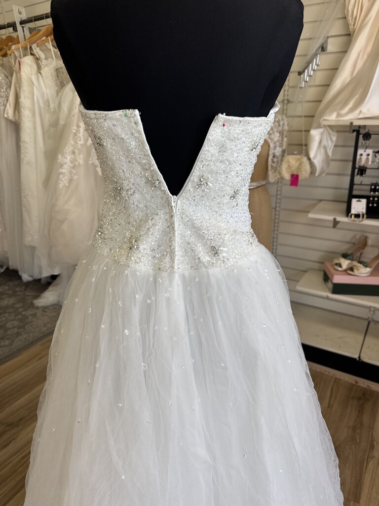 Jewel White Beaded Sequin Strapless Bridal Gown 4