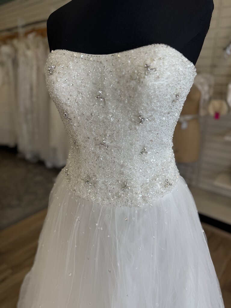 Jewel White Beaded Sequin Strapless Bridal Gown 4