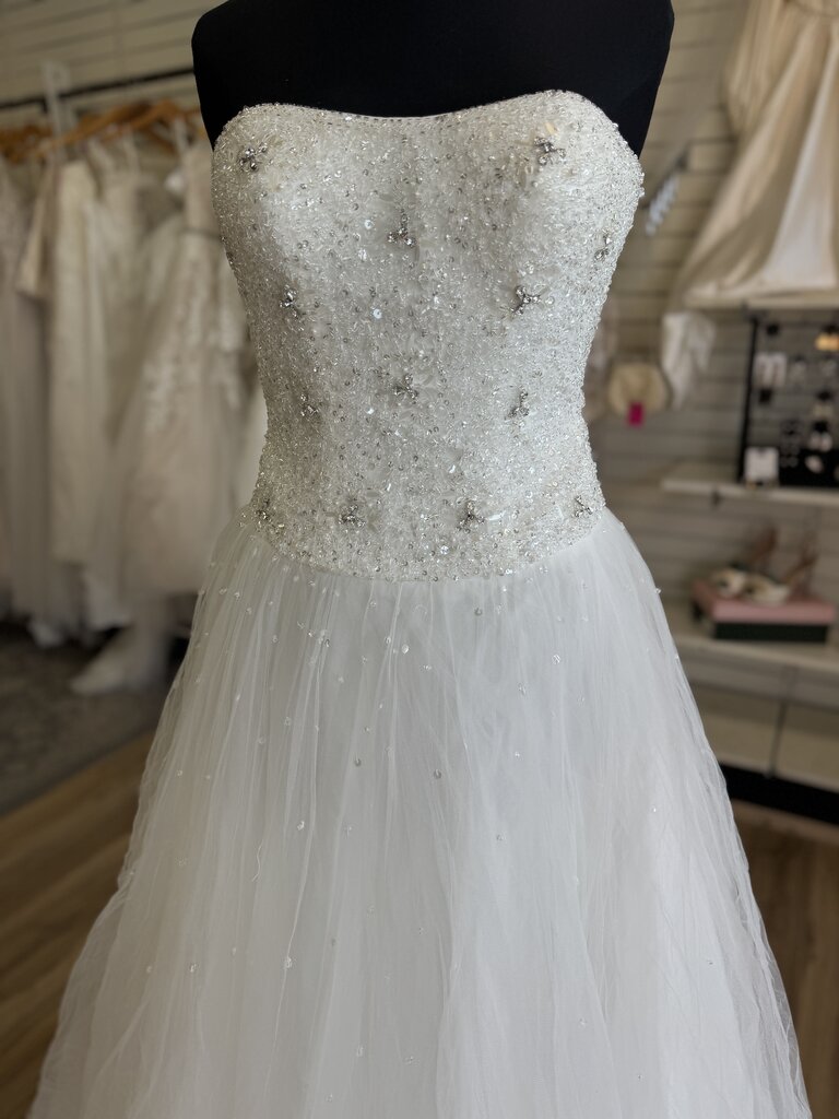 Jewel White Beaded Sequin Strapless Bridal Gown 4