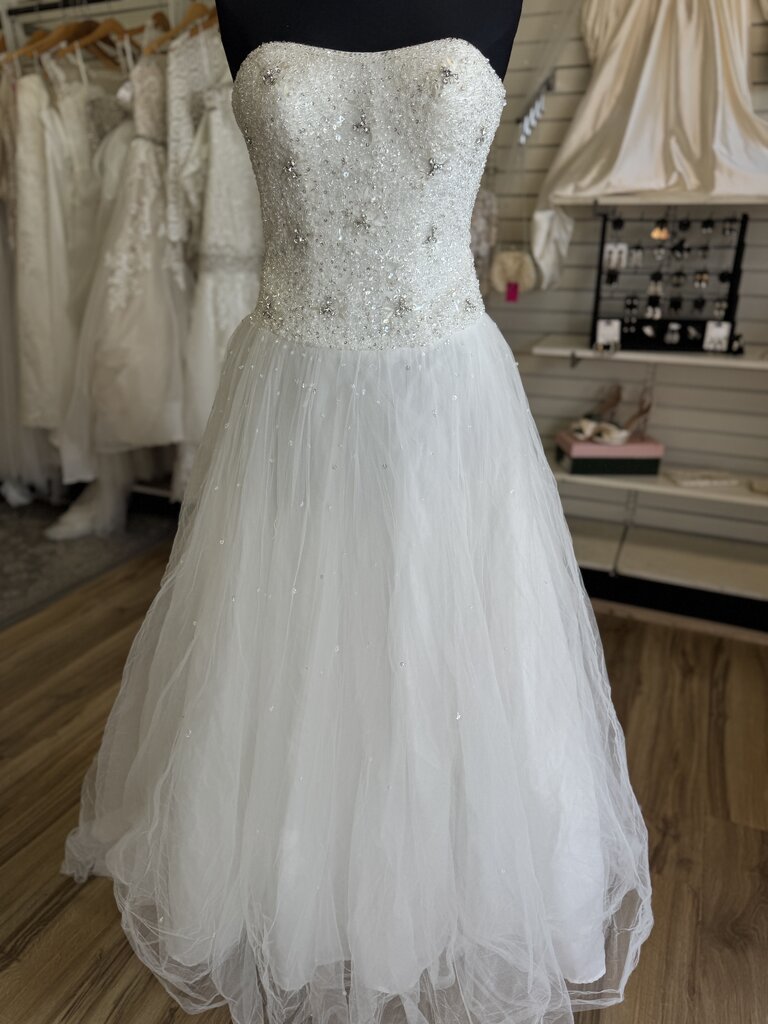 Jewel White Beaded Sequin Strapless Bridal Gown 4