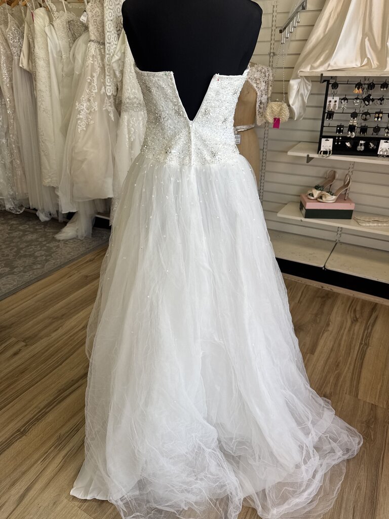 Jewel White Beaded Sequin Strapless Bridal Gown 4