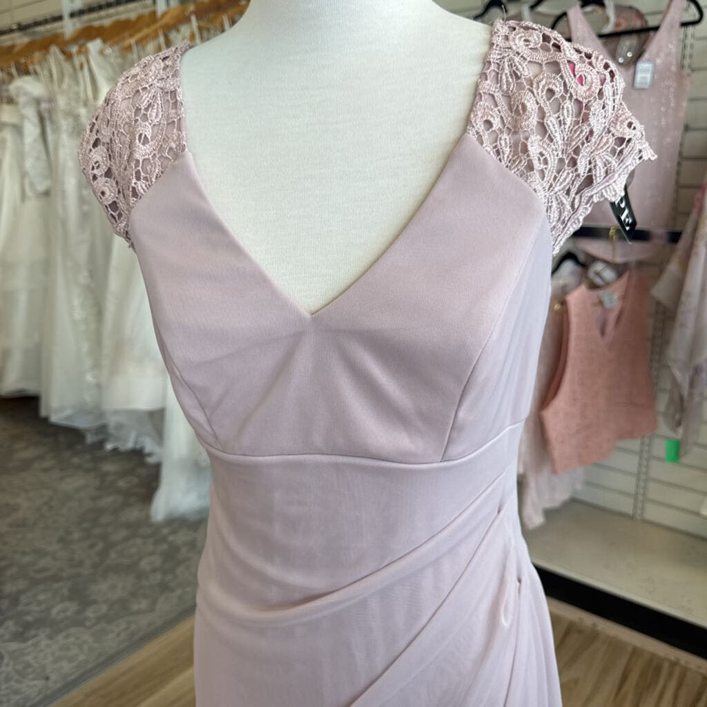 Xscape Pink Lace Cap Sleeve Long Formal Dress 6