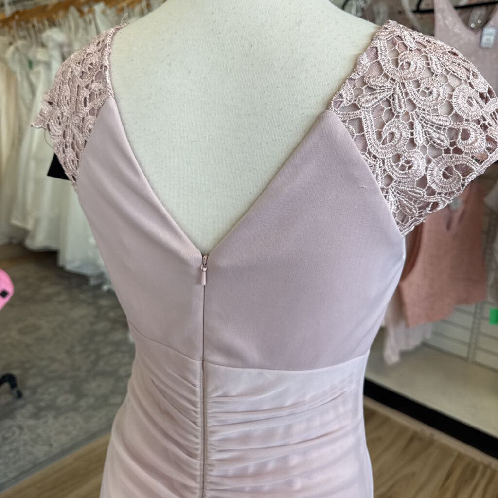 Xscape Pink Lace Cap Sleeve Long Formal Dress 6