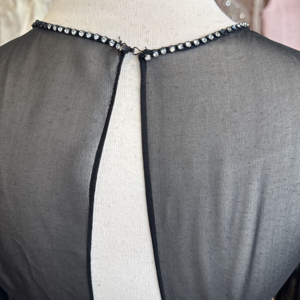 Vintage Oscar De La Renta Gazebo Black Long Sleeve Velvet Long Formal Dress 8