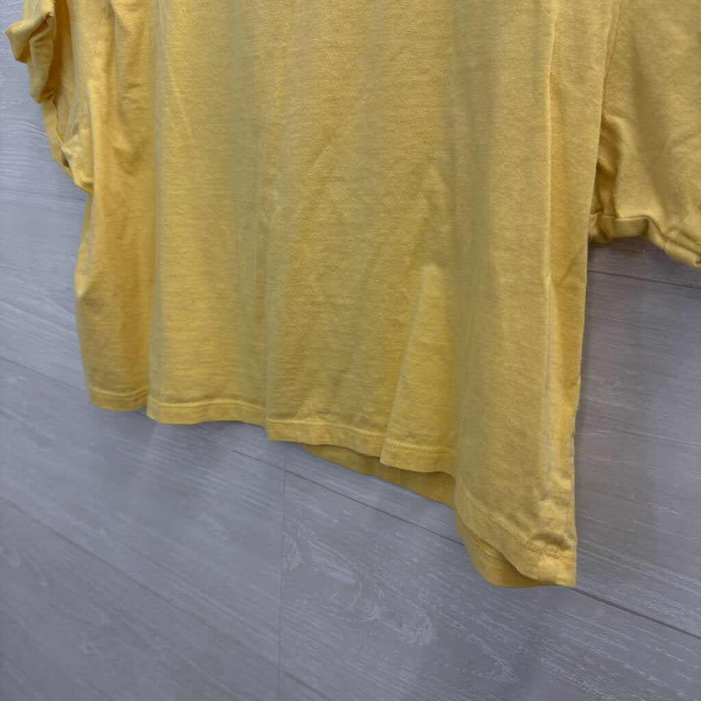 Yellow Cropped Yellowstone Park Short Sleeve Graphic Tee Large
