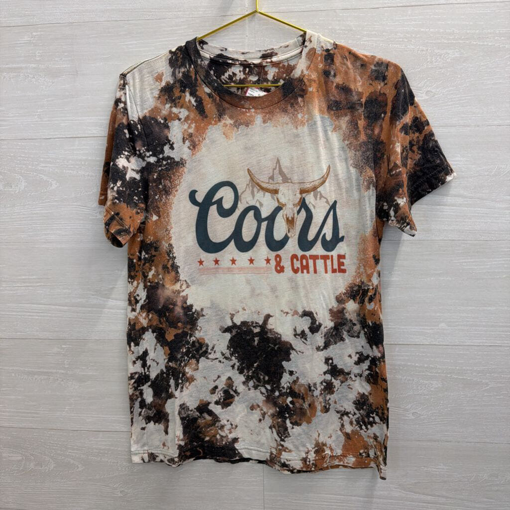 Coors and Cattle Brown/ Cream Short Sleeve Graphic Tee Medium