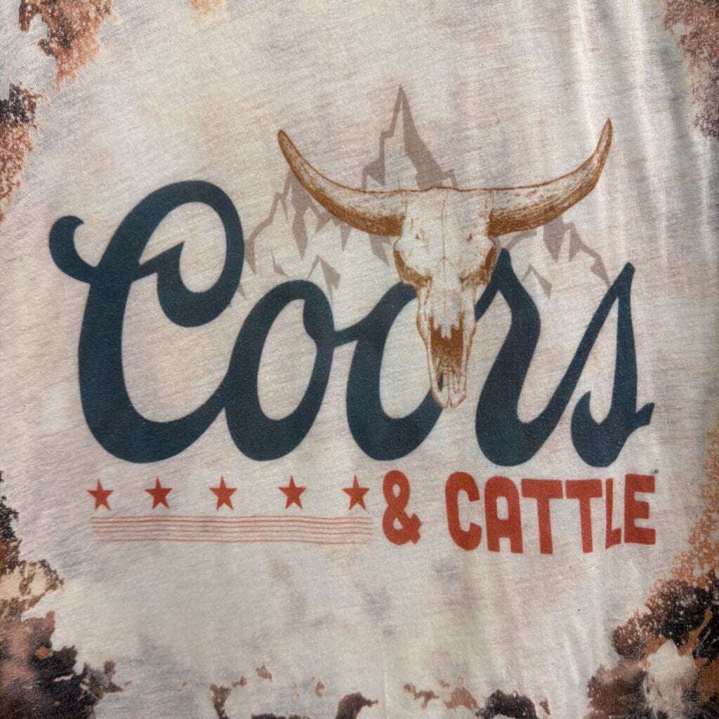 Coors and Cattle Brown/ Cream Short Sleeve Graphic Tee Medium