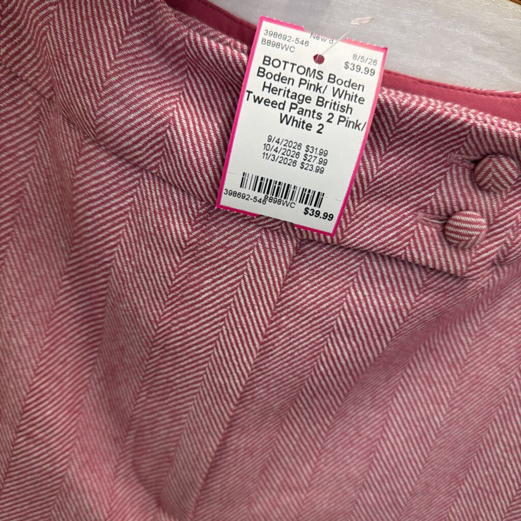 Boden Pink/ White Heritage British Tweed Pants 2