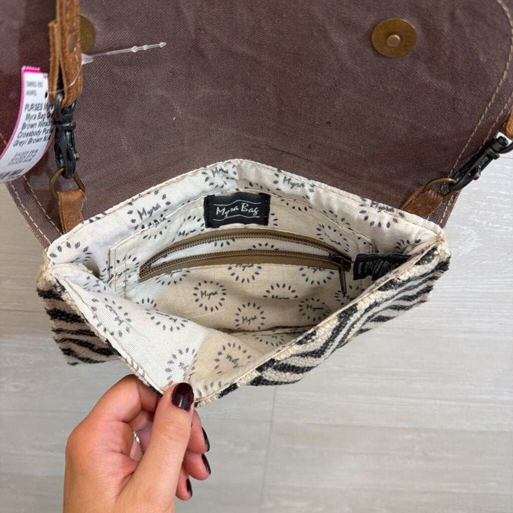 Myra Bag Grey/ Brown Winsome Crossbody Purse