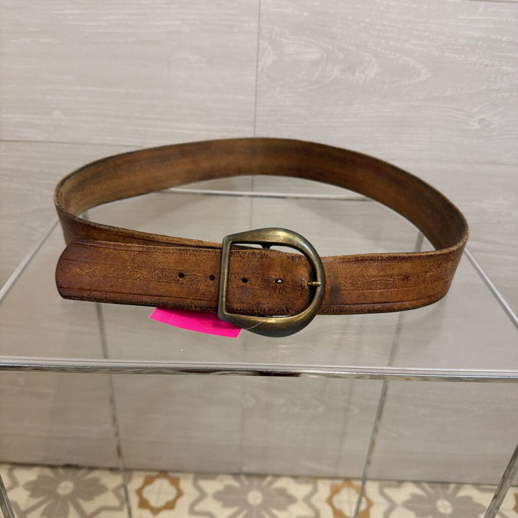 Brown Embossed Leather Belt Medium