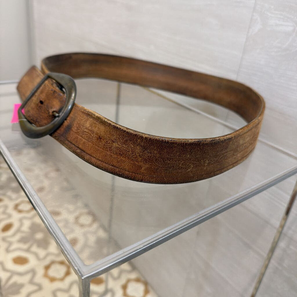 Brown Embossed Leather Belt Medium