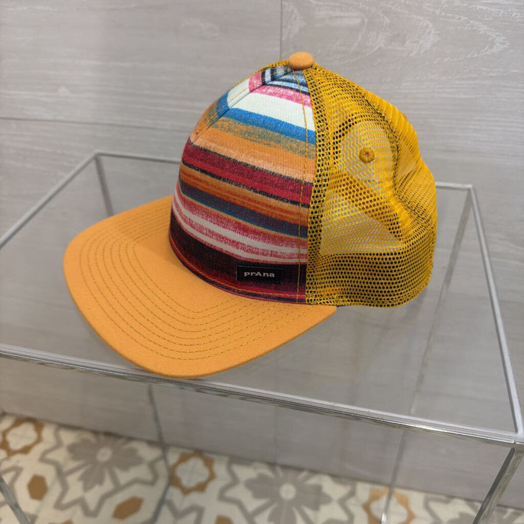 Prana Yellow/ Multi Striped Trucker Baseball Hat