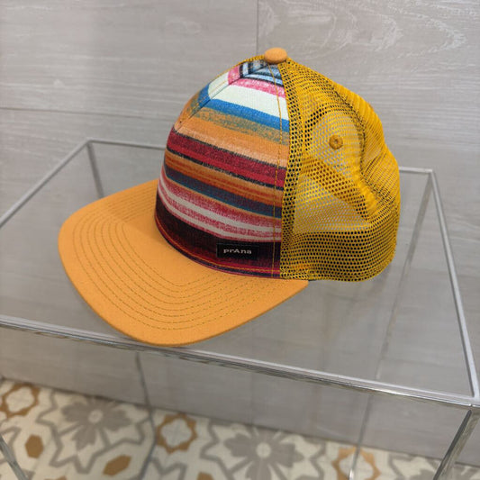 Prana Yellow/ Multi Striped Trucker Baseball Hat