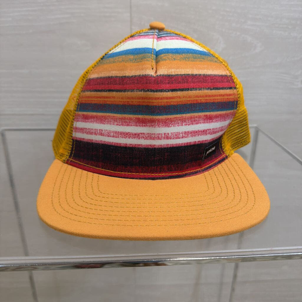 Prana Yellow/ Multi Striped Trucker Baseball Hat