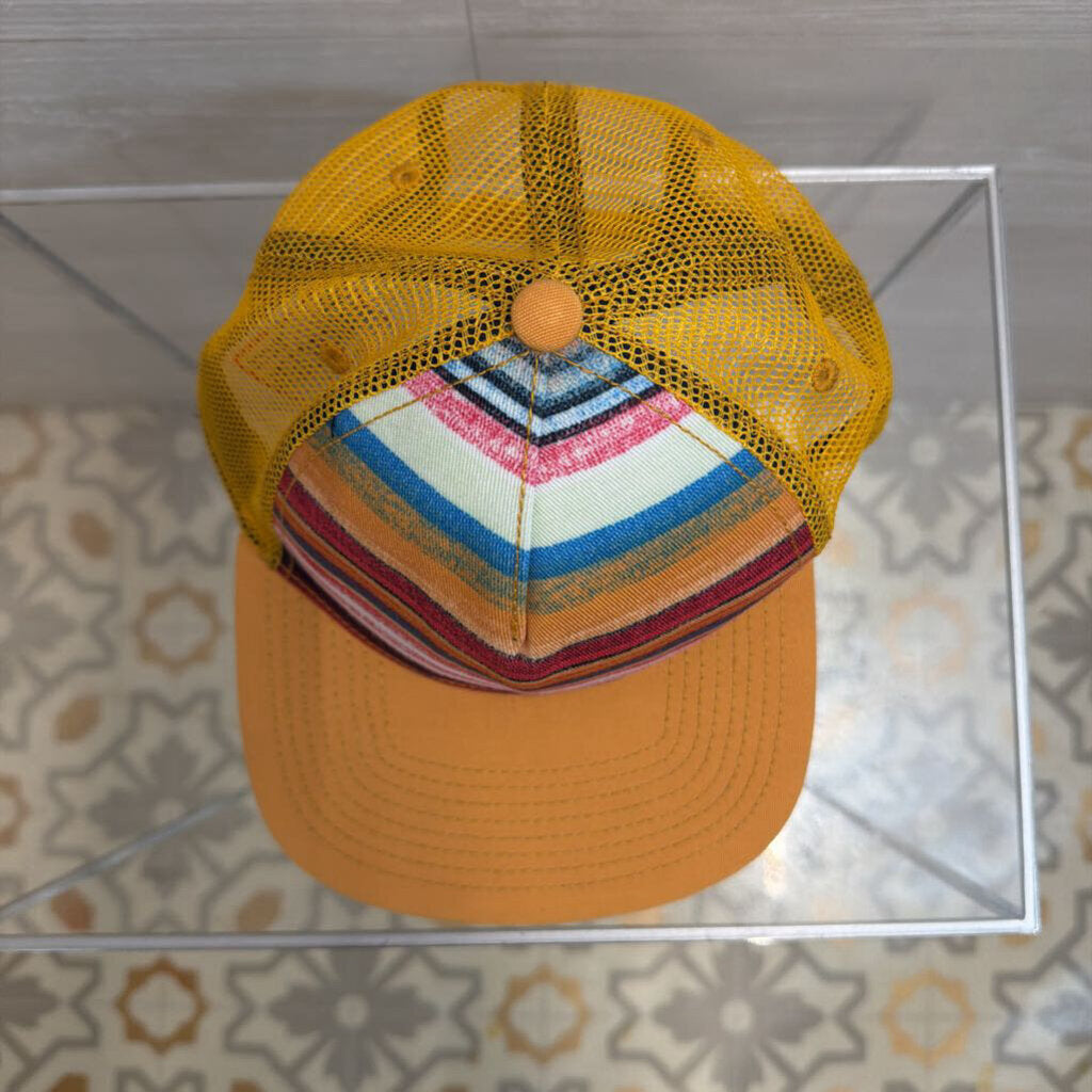 Prana Yellow/ Multi Striped Trucker Baseball Hat