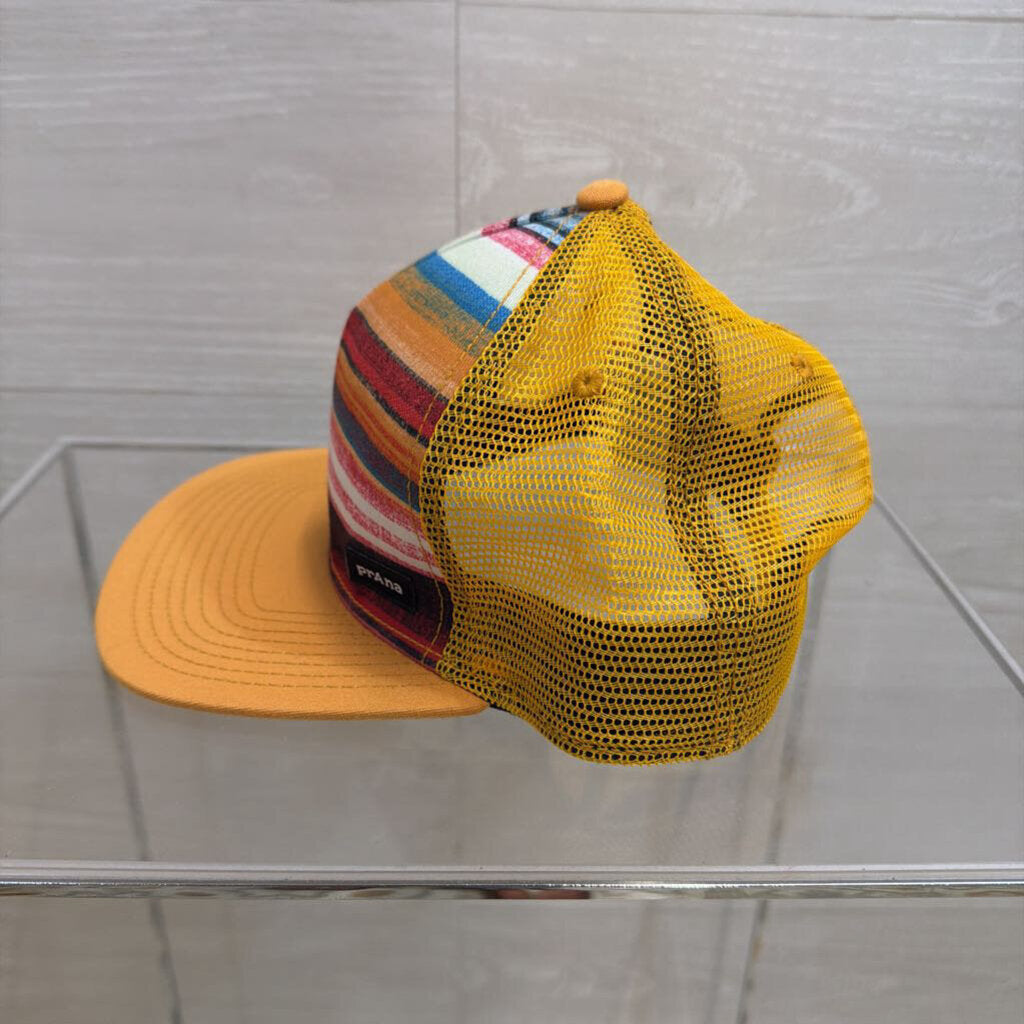 Prana Yellow/ Multi Striped Trucker Baseball Hat