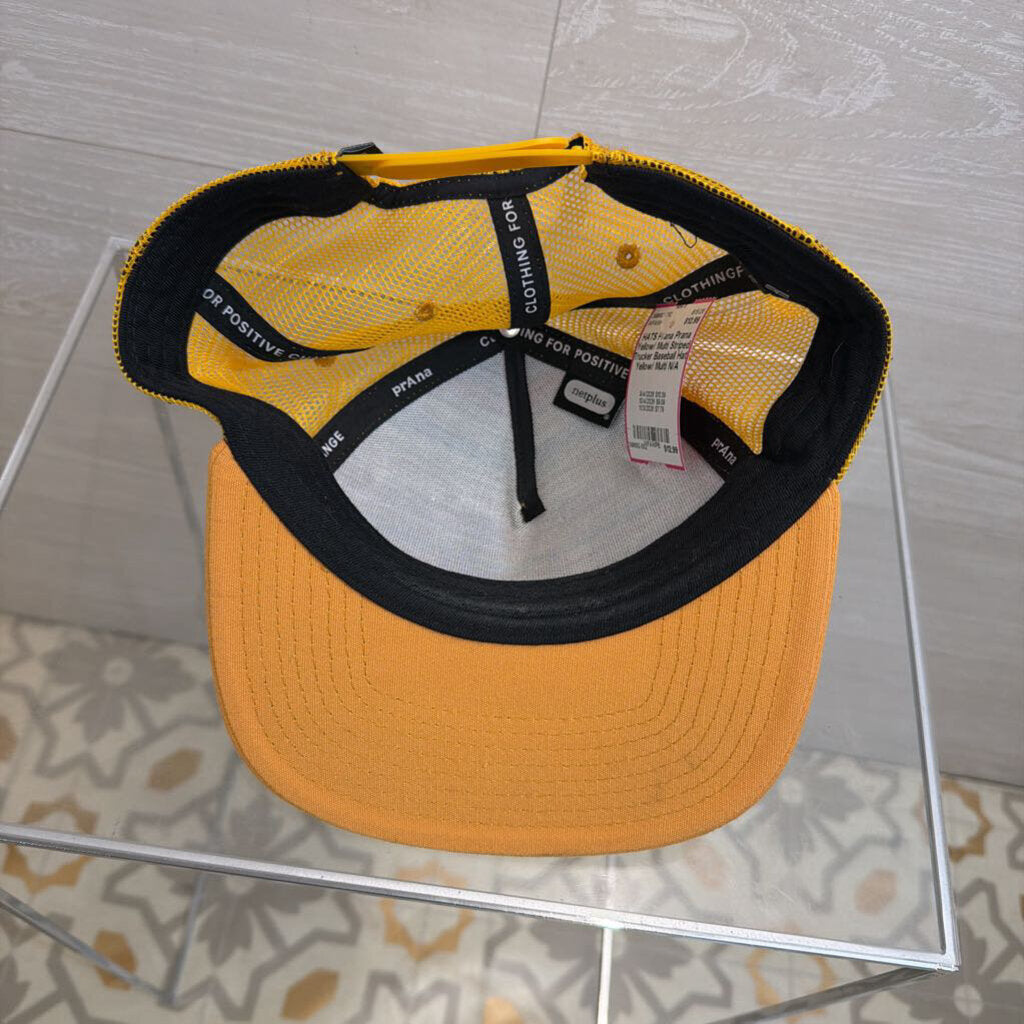 Prana Yellow/ Multi Striped Trucker Baseball Hat