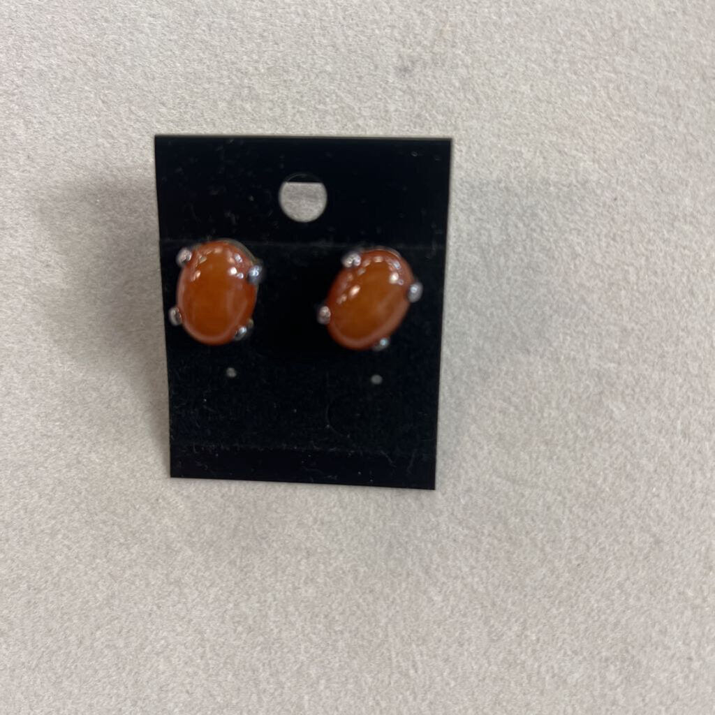 Sterling Silver Carnelian Stud Earrings