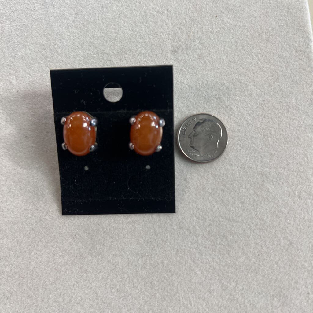 Sterling Silver Carnelian Stud Earrings