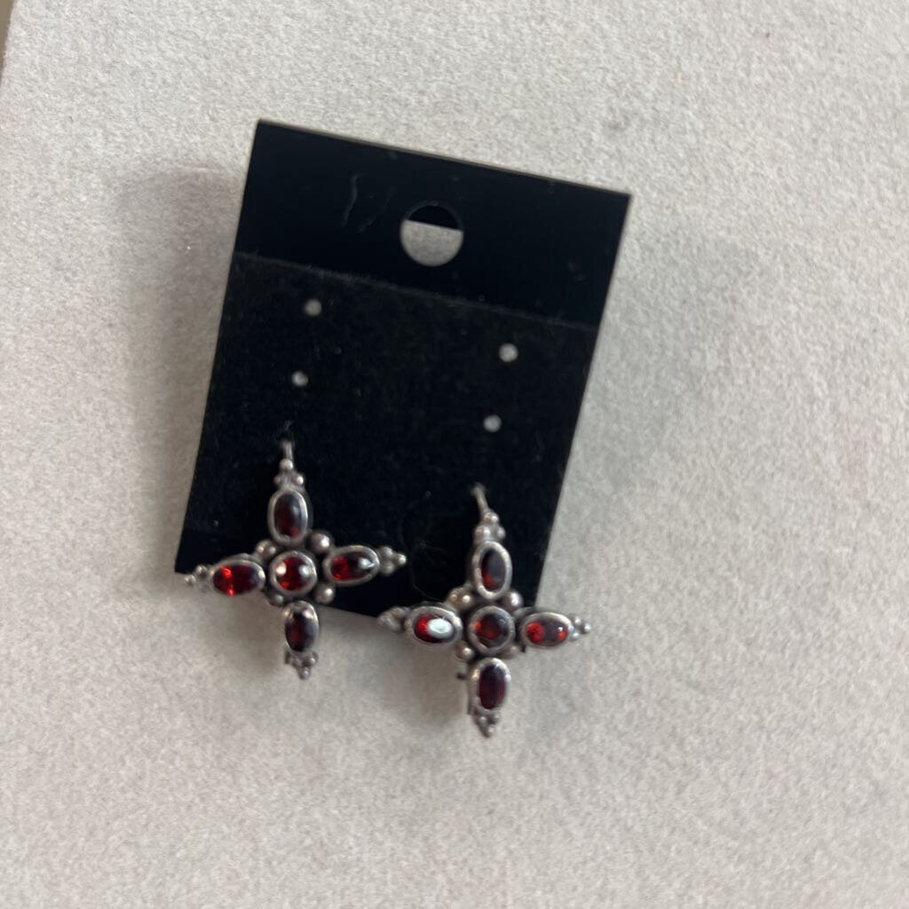 Sterling Silver/ Garnet Earrings