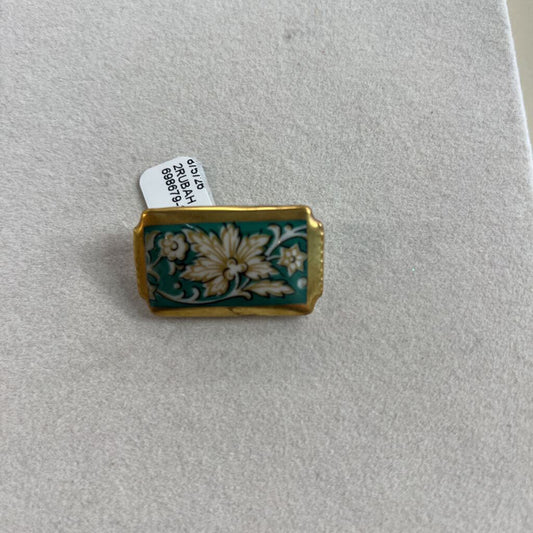Schumann Green/ Gold Print Brooch