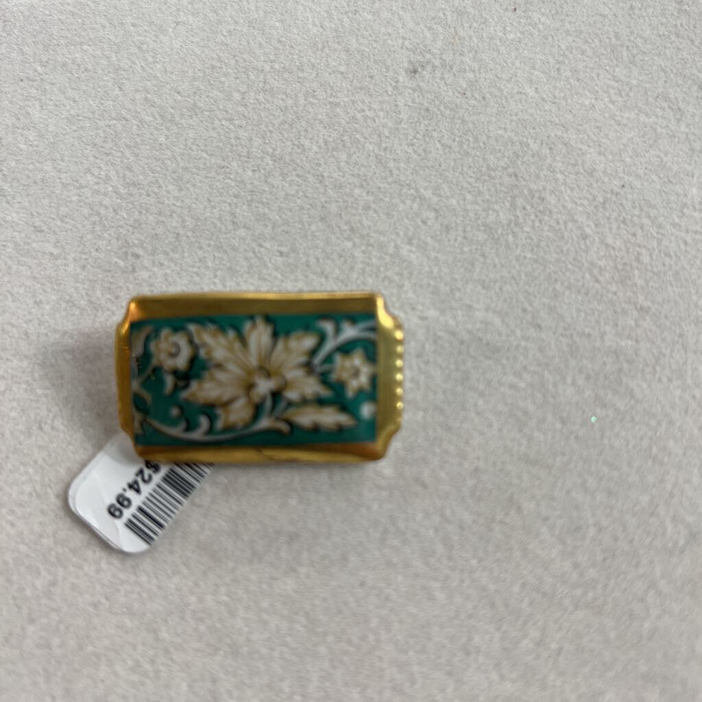 Schumann Green/ Gold Print Brooch