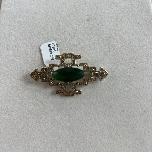 Gold/ Green Art Deco Brooch
