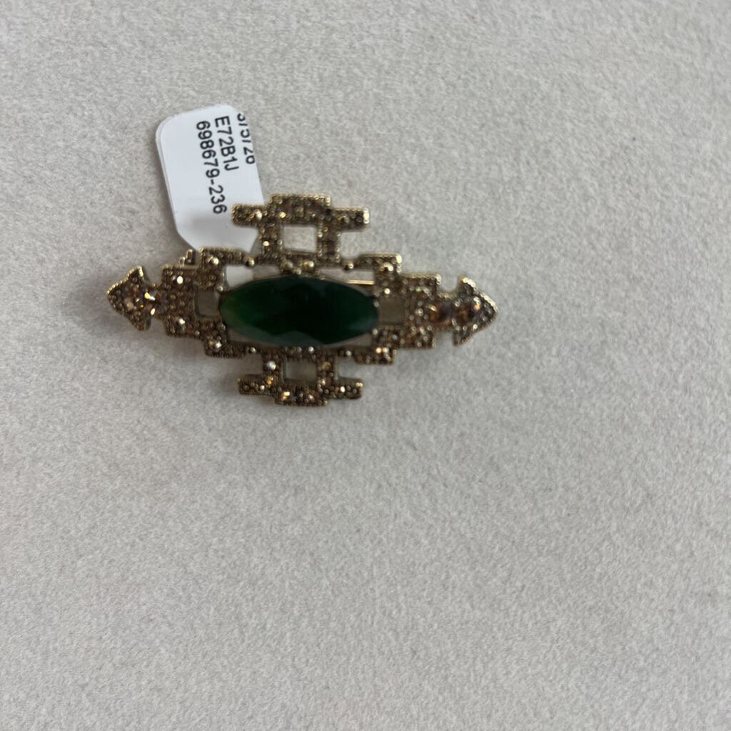 Gold/ Green Art Deco Brooch