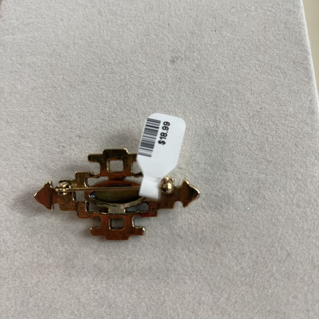 Gold/ Green Art Deco Brooch