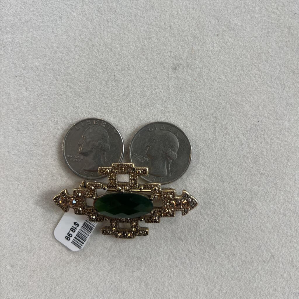 Gold/ Green Art Deco Brooch