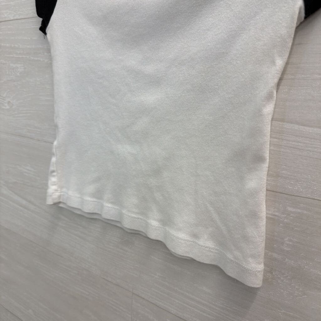 Urban Outfitters White/ Black Ain't My First Rodeo Cropped Short Sleeve Top Extra Small