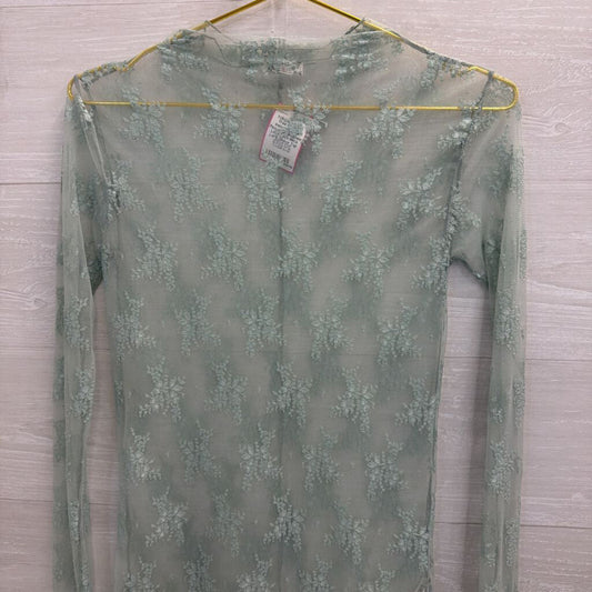 Intimately Free People Green Sheer Lace Mock Neck Long Sleeve Top Large