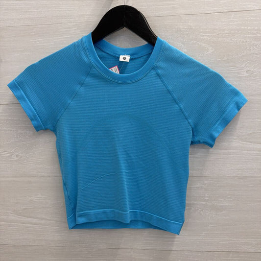 Lululemon Blue Cropped Short Sleeve Athletic Top 4