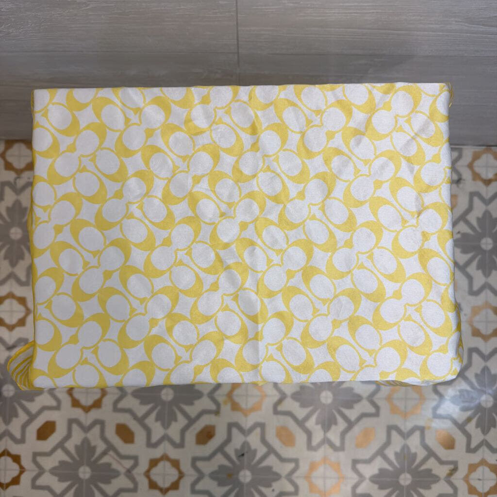 Coach White/ Yellow Signature Logo Silk Scarf