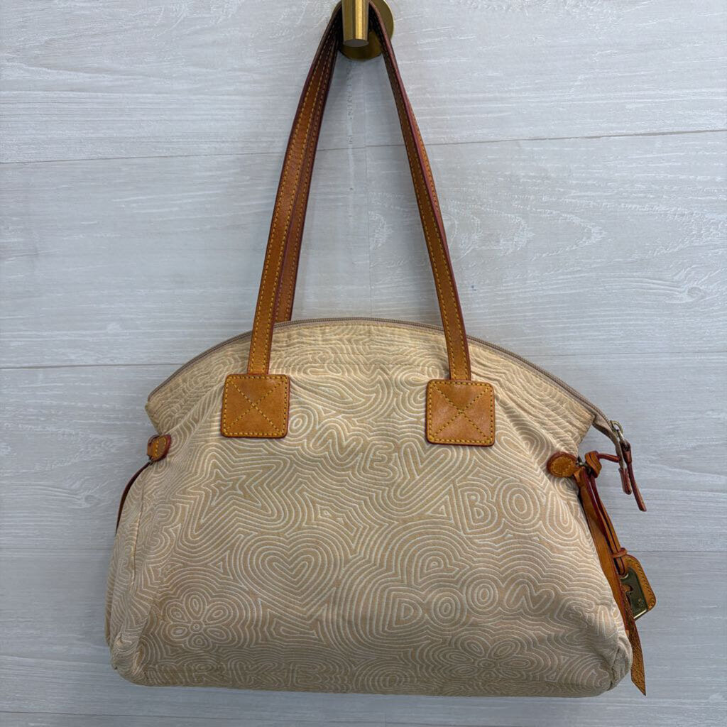 Dooney and Bourke Brown Doodle Swirl Graffiti Tote Purse