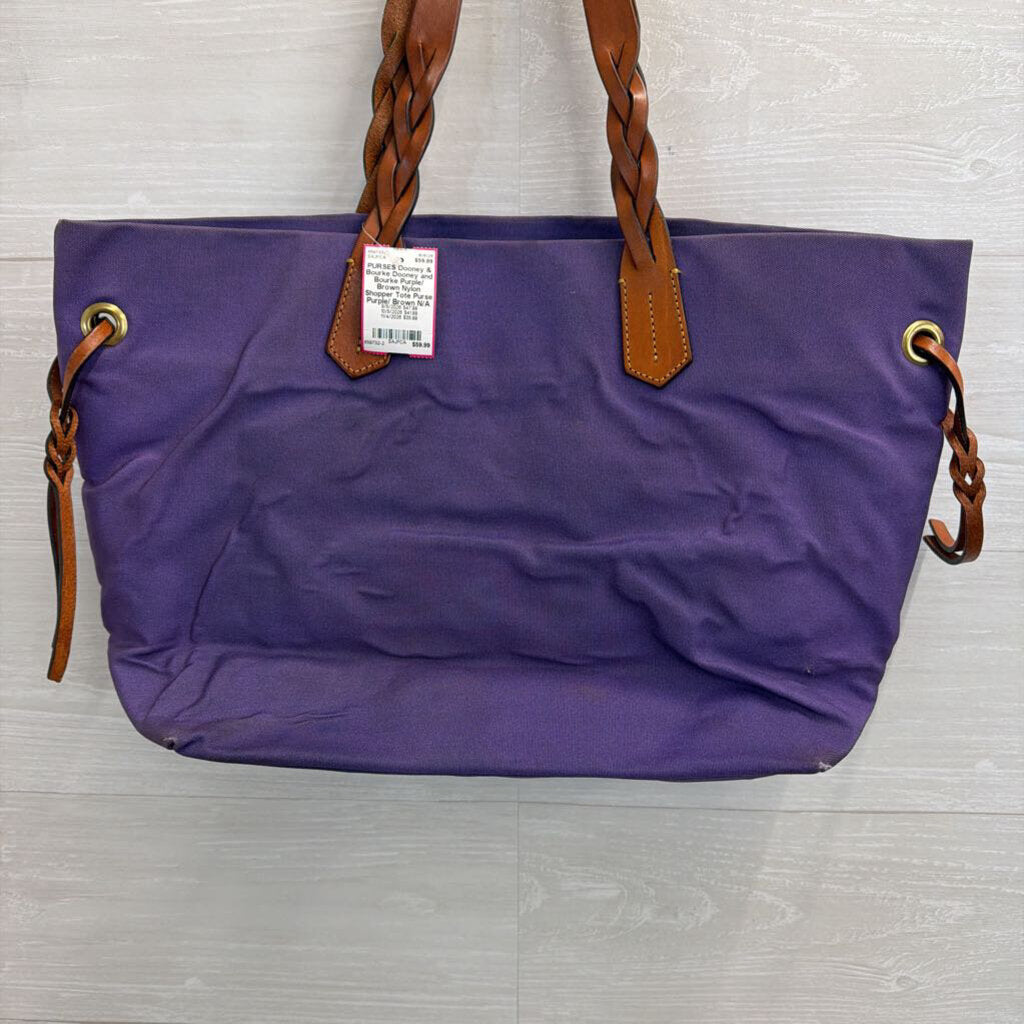 Dooney and Bourke Purple/ Brown Nylon Shopper Tote Purse