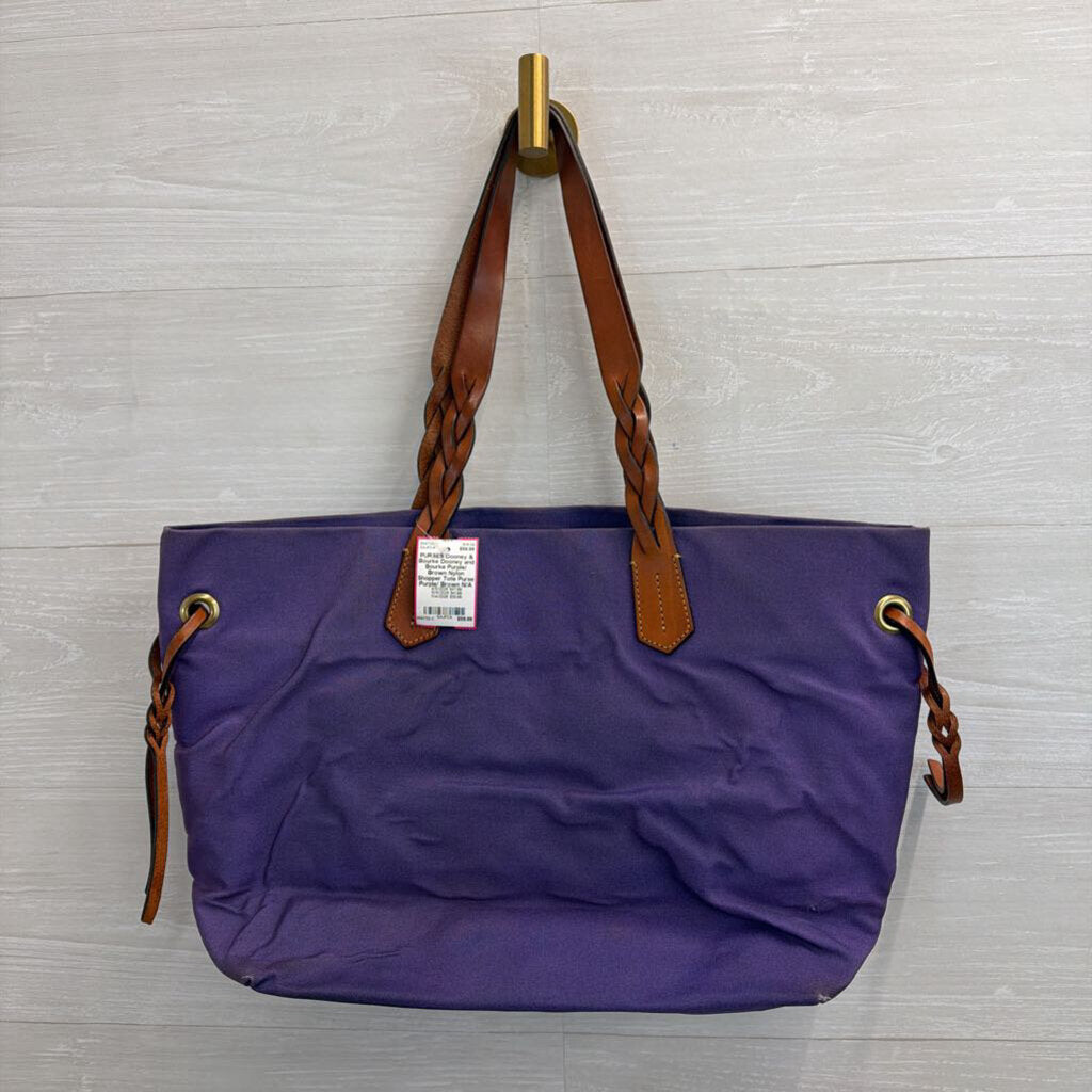 Dooney and Bourke Purple/ Brown Nylon Shopper Tote Purse
